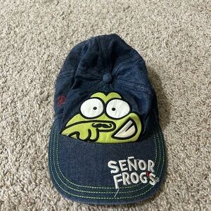 Señor Frog's Navy Hat Lime Frog Patch Mexico Headwear Adjustable Men's Cap Red